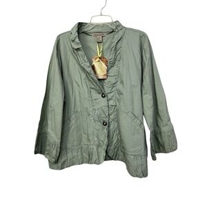 NWT Women Lightweight Ruched Jacket 2X Sage Green Boxy Boho Coastal Cowgirl